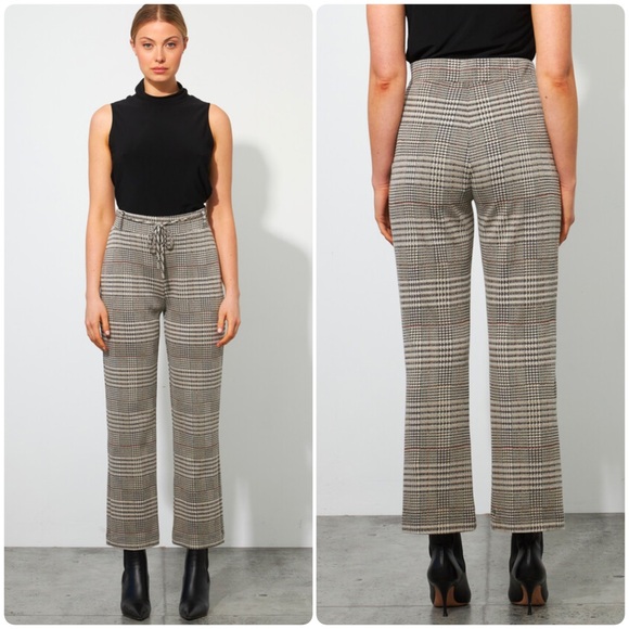 Joseph Ribkoff Metallic Plaid Knit Jacquard Pull On Pants - Picture 1 of 12